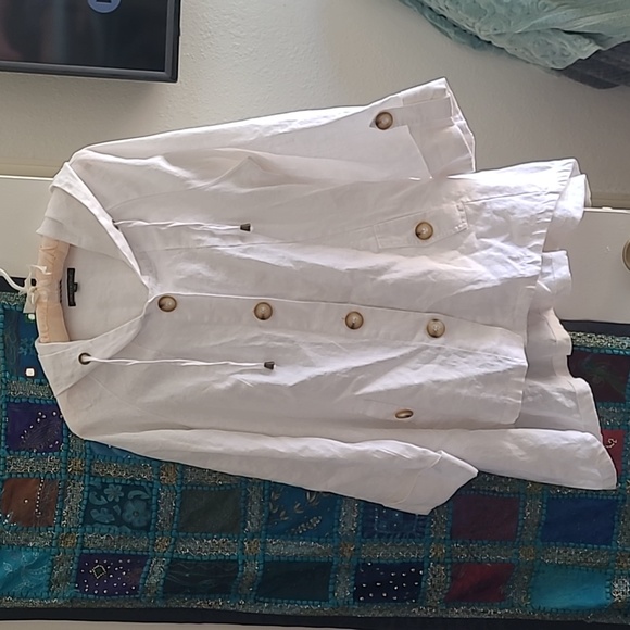 Cynthia Rowley White Linen hooded Jacket - Picture 1 of 5